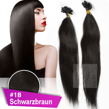 Strähnen 1g 45cm Haarverlängerung #1B Schwarzbraun + Set