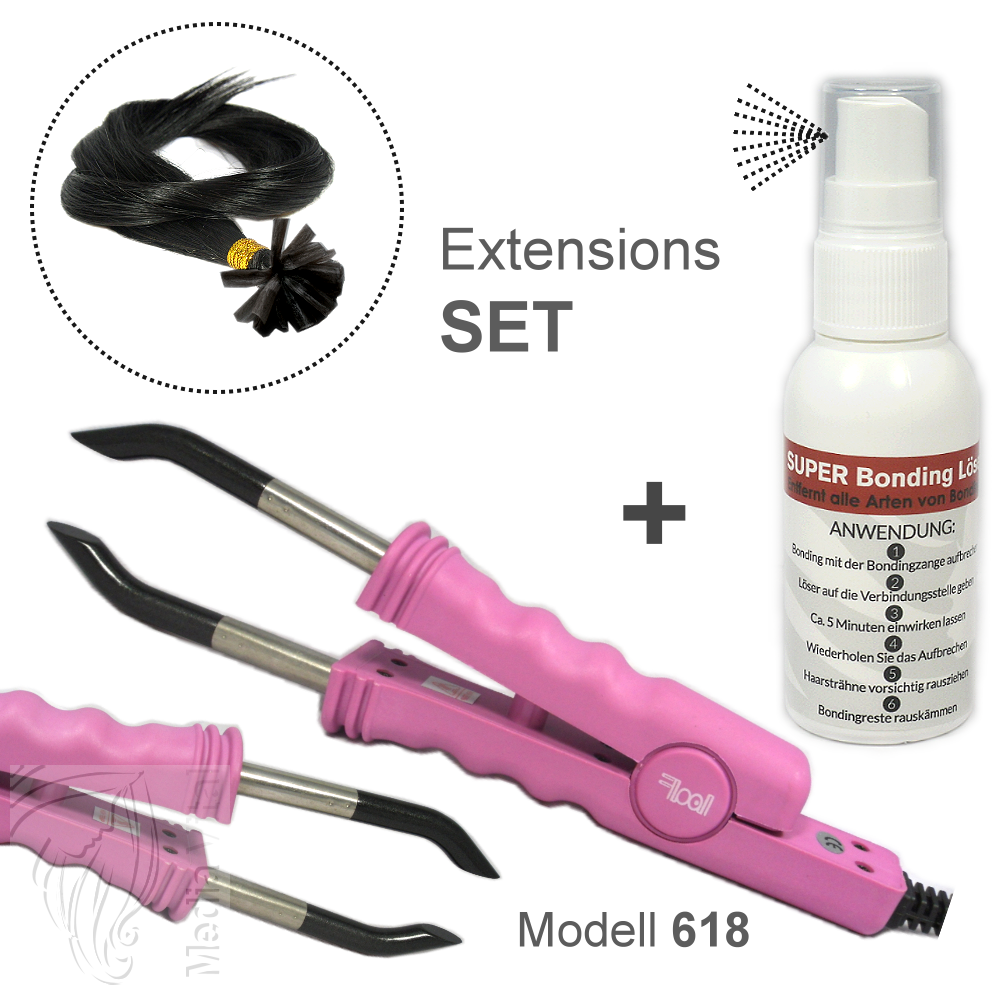 Set Haarverlängerung Wärmezange Connector + Super Bondinglöser 50ml Spray