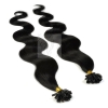 Echthaar Strähnen 1 g 45cm Haarverlängerung #1 Schwarz + Set
