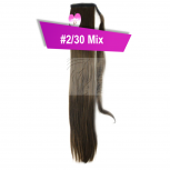 Pferdeschwanz Zopf Haarteil Ponytail 100g 30cm Glatt mit Haarband #2/30 Mix Dunkelbraun
