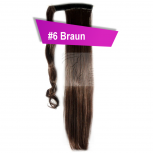 Pferdeschwanz Zopf Haarteil Ponytail 100g 30cm Glatt mit Haarband #6 Braun