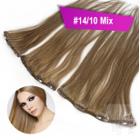 STARTER SET Clip In 3 Teile 9 Clips 60cm 55g #14/10 Mix + 4 Clips