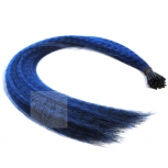 Feder Strähnen Feather Extensions Verlängerung I-Tip 0,4g 46cm Blau